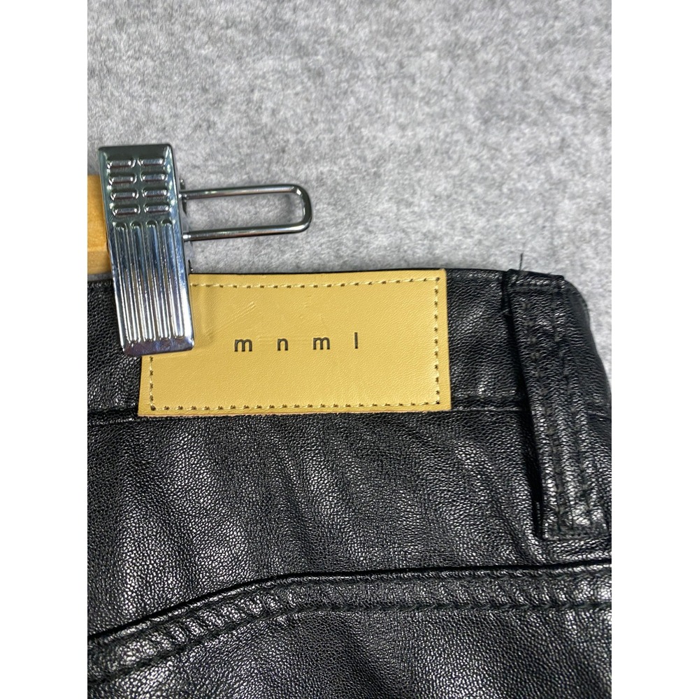 MNML Mens Black White Faux Leather Colorblock Tapered Pants Size 38 Streetwear - Picture 9 of 10